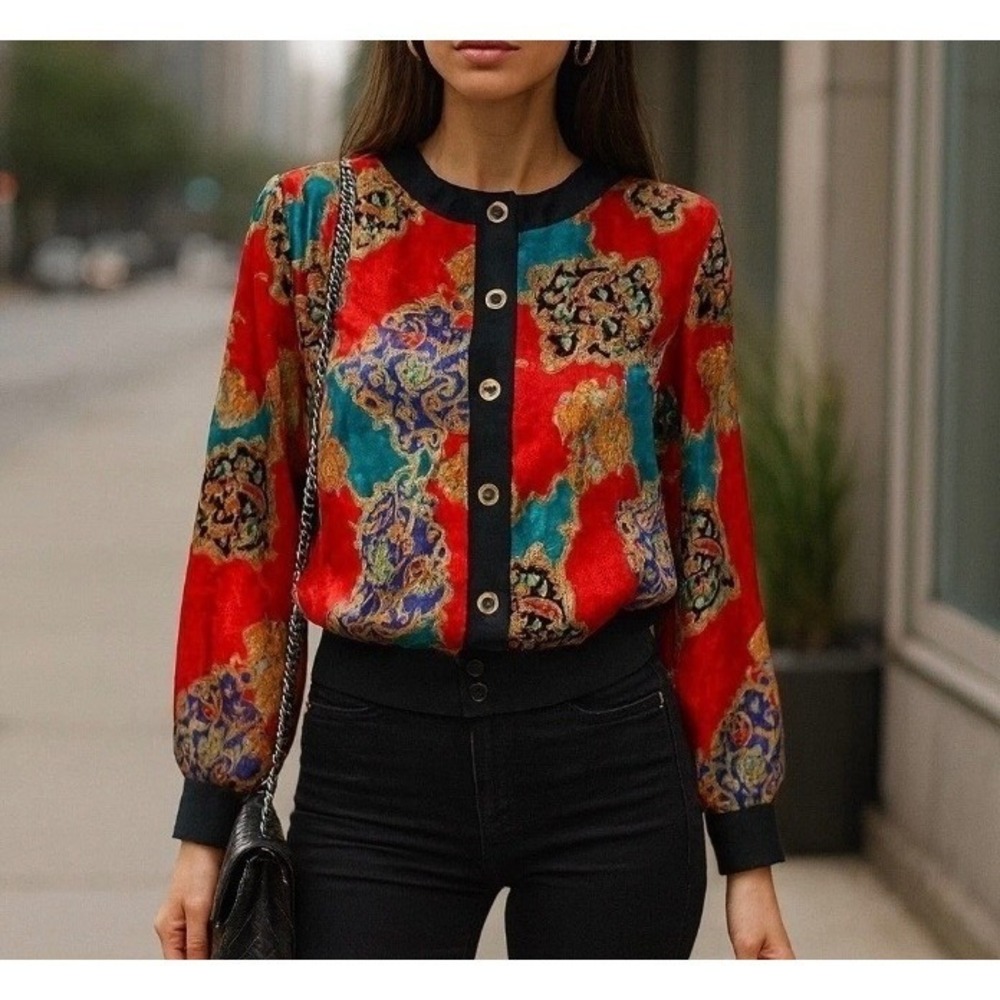 Vintage Top Blouse Silky